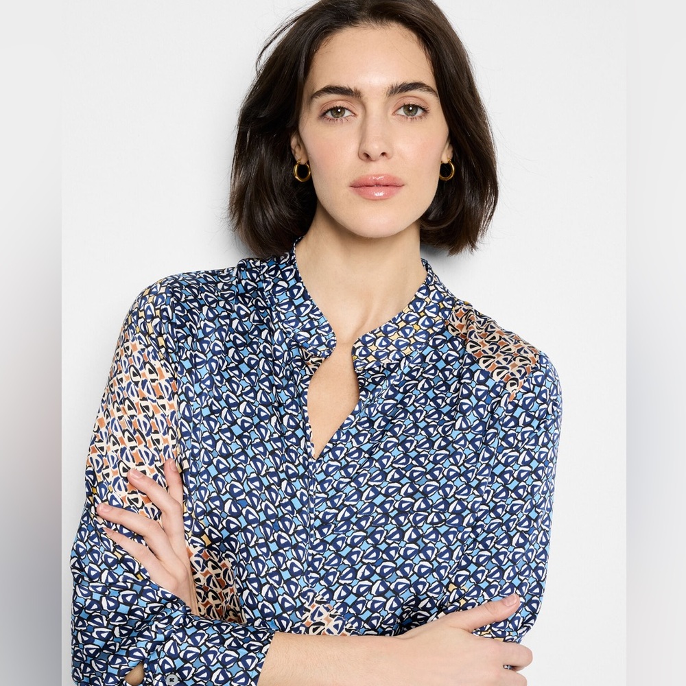 NWOT NIC+ZOE Monogram Mix Top S